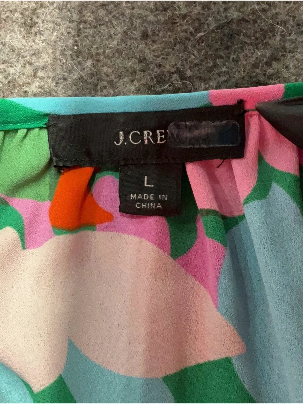 J. Crew Green Multi Floral V-Neck Flutter Sleeve Blouse